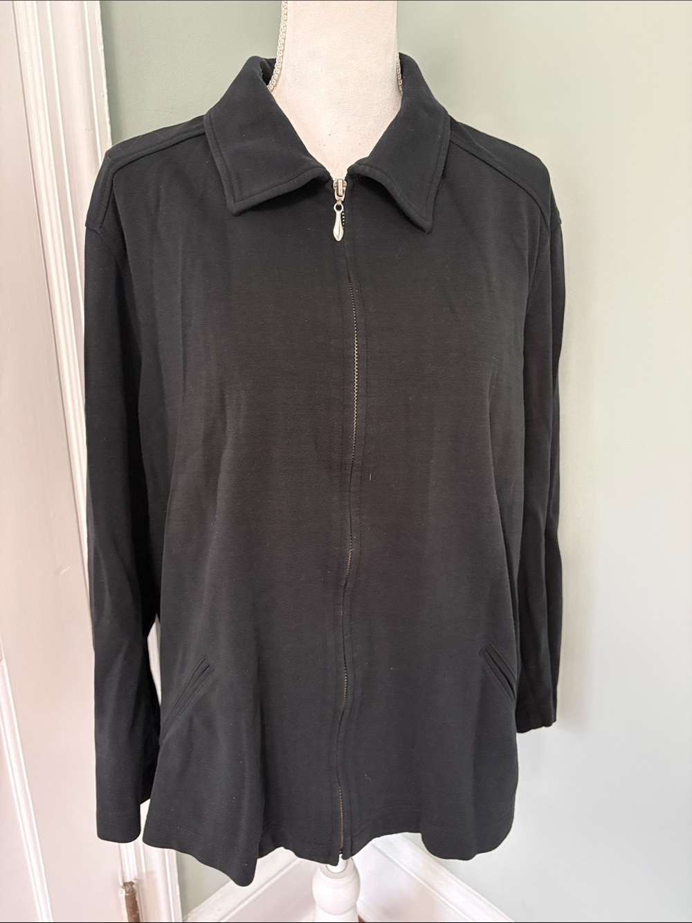 Hana by Tamotsu Black Full Zip Stretch‎ Jacket size 2X